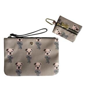 Betsey Johnson Pet Set Wristlet Pouch & Waste Bag Holder Dog Bulldog Novelty
